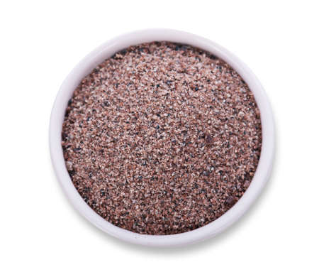 Himalayan Black Salt  isolated on white backgroundの写真素材