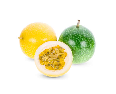 Passion fruit isolated on white background.の写真素材