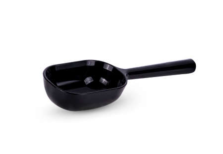 black plastic spoon isolated on white backgroundの写真素材