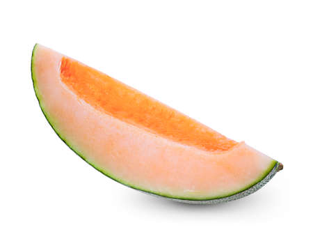 Rip cantaloupe isolated on white backgroundの写真素材