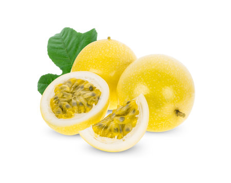 Passion fruit isolated on white background.の写真素材