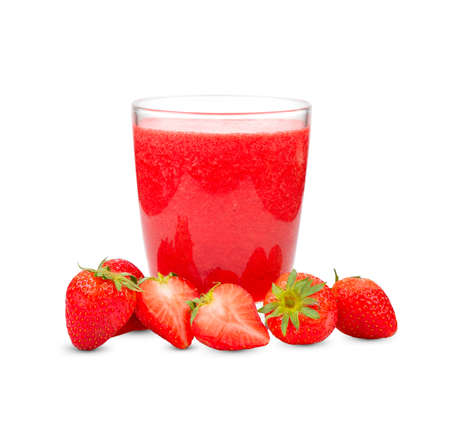Strawberry smoothie fruit isolated on white background.の写真素材
