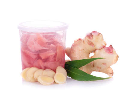 pickled ginger isolated on white backgroundの写真素材