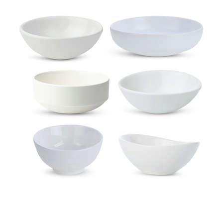 white bowl ceramic  isolated on white backgroundの写真素材