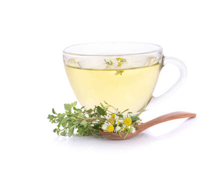 flower tea isolated on white backgroundの写真素材