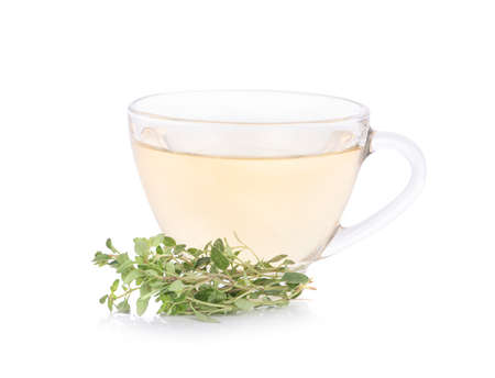 Herbal tea leaves isolated on white backgroundの写真素材