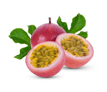 Passion fruit isolated on white background.の写真素材