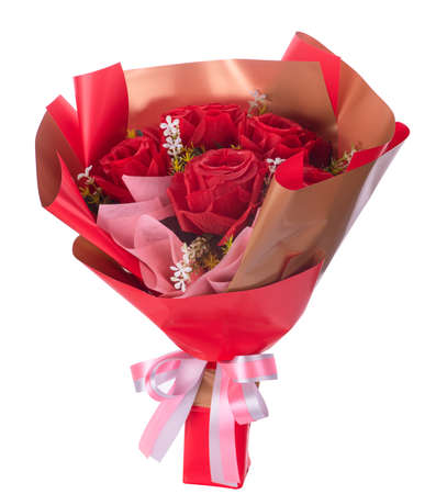 bouquet of roses isolated on white backgroundの写真素材