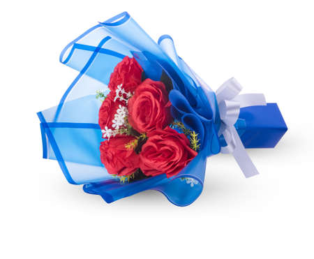 bouquet of roses isolated on white backgroundの写真素材