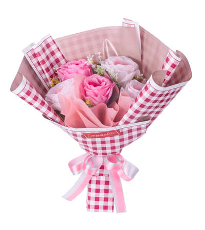bouquet of roses isolated on white backgroundの写真素材