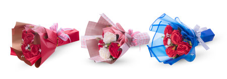 bouquet of roses isolated on white backgroundの写真素材