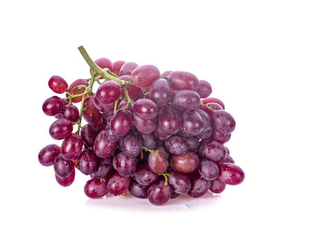 red grapes isolated on white backgroundの写真素材