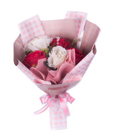 bouquet of roses isolated on white backgroundの写真素材