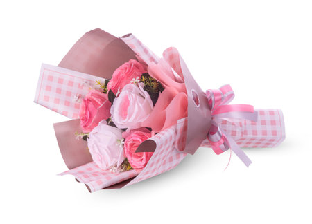 bouquet of roses isolated on white backgroundの写真素材