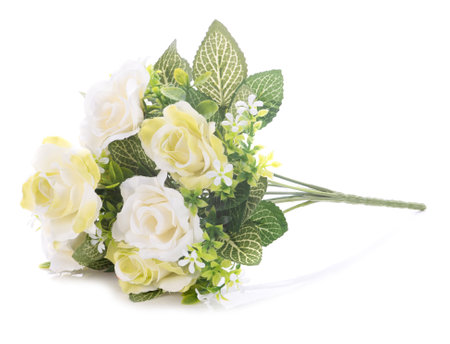 Artificial flowers rose isolated on white backgroundの写真素材