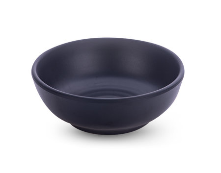 black bowl isolated on white backgroundの写真素材