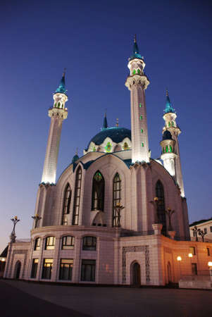 White mosque on the night sky backgroundの写真素材
