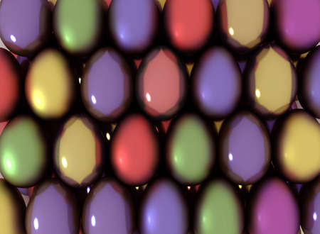 3d generated colourful easter metal eggs with lusterの写真素材