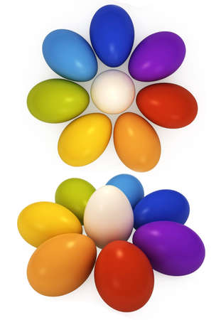 3d colourful easter eggs on a white backgroundの写真素材