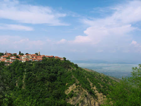 Small old town on top of the hillの写真素材