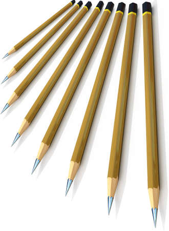 Three-dimensional model of pencils on white backgroundの写真素材