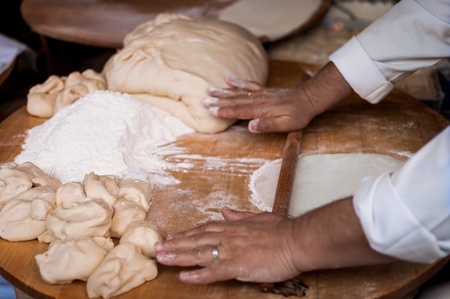 Making of flat breadの写真素材