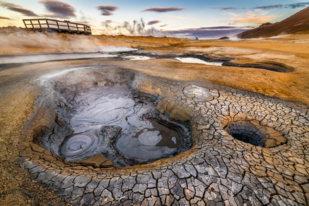Hverarondor Hverir geothermal area in the north of Iceland near Lake Myvatnの写真素材