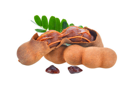 Tamarind isolated on white background with clipping path and full depth of fieldの写真素材