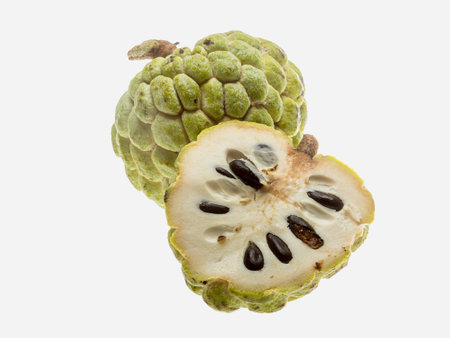 Custard apple isolated on white background. Clipping path included