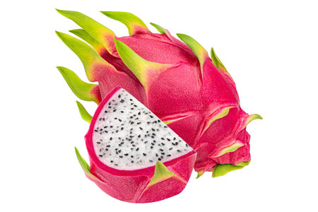 Dragon fruit isolated on white background cutout. Healthy food concept.の写真素材