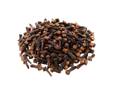 Hiep of dried cloves isolated on white background. Clove spiceの写真素材