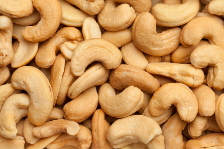 Background of cashew nuts. Close-up. Whole background.の写真素材