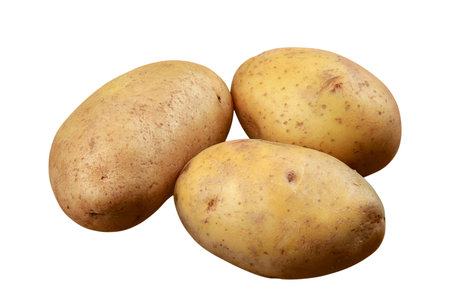 Potatoes isolated on white background. Clipping path. Full depth of field.の写真素材