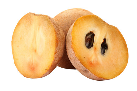 Sapodilla fruit isolated on white background. Clipping pathの写真素材