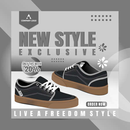 social media template with sneakers vector themeのイラスト素材
