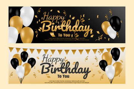 banner happy birthday simple and modernのイラスト素材