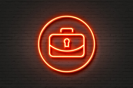 neon light icon bag work businessの写真素材