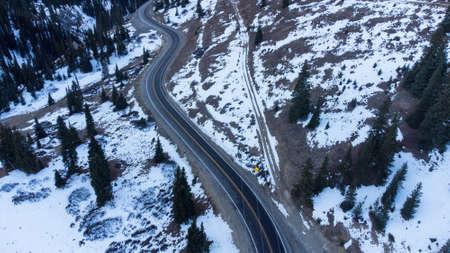 1 million dollar road in winter - Ouray Coloradoの写真素材