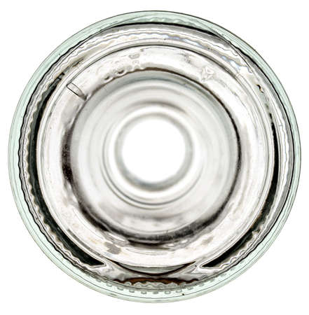 Bottom of a glass bottle on a white background        の写真素材
