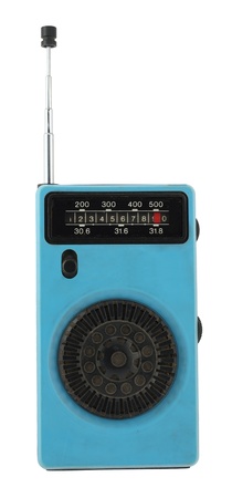 Vintage retro portable radio isolated on white background        の写真素材
