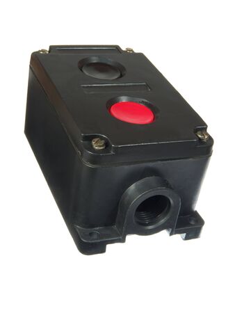 Control box with two buttons, isolated on white background.        