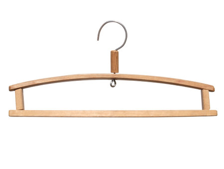 antique wooden clothes hanger isolated on white background.      の写真素材