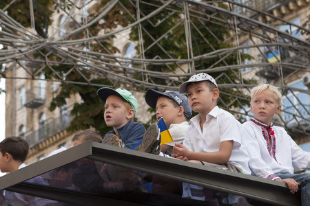 KYIV, UKRAINE - 24 AUG, 2014: In Kiev on Khreshchatyk military parade of the Independence Day of Ukraine on August 24, 2014 in Kiev, Ukraineのeditorial素材