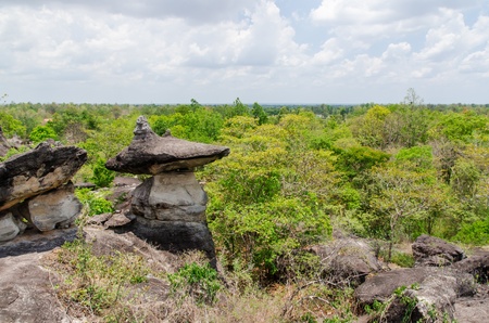 Geological formation of stone mountain at Phu Tab Berk National Park, Thailand の写真素材