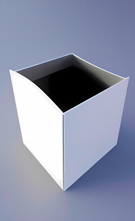 White box on a blue background. 3d rendering. Computer digital drawing.の素材