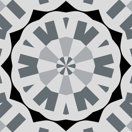 Seamless pattern with mandalas in black and white colorsのイラスト素材