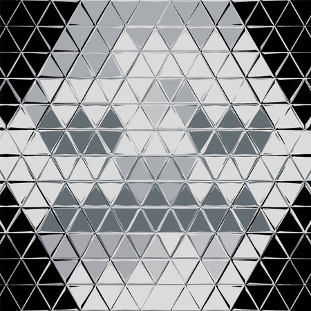 abstract vector triangle mosaic background - gray and black with white shadesのイラスト素材