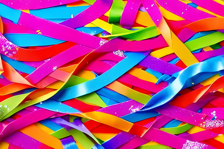 Colorful ribbons background. 3d rendering, 3d illustration.の素材