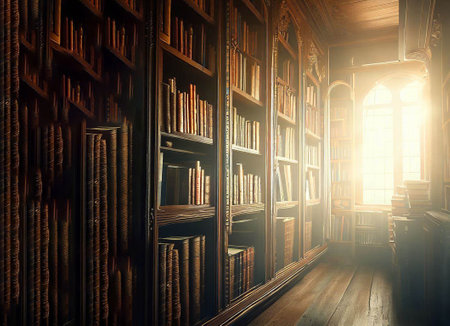 atmosphere in library for reading book generative AIの素材
