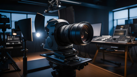 Photographic assets, camera, lens, studio set up, good quality lighting, backgroundの素材